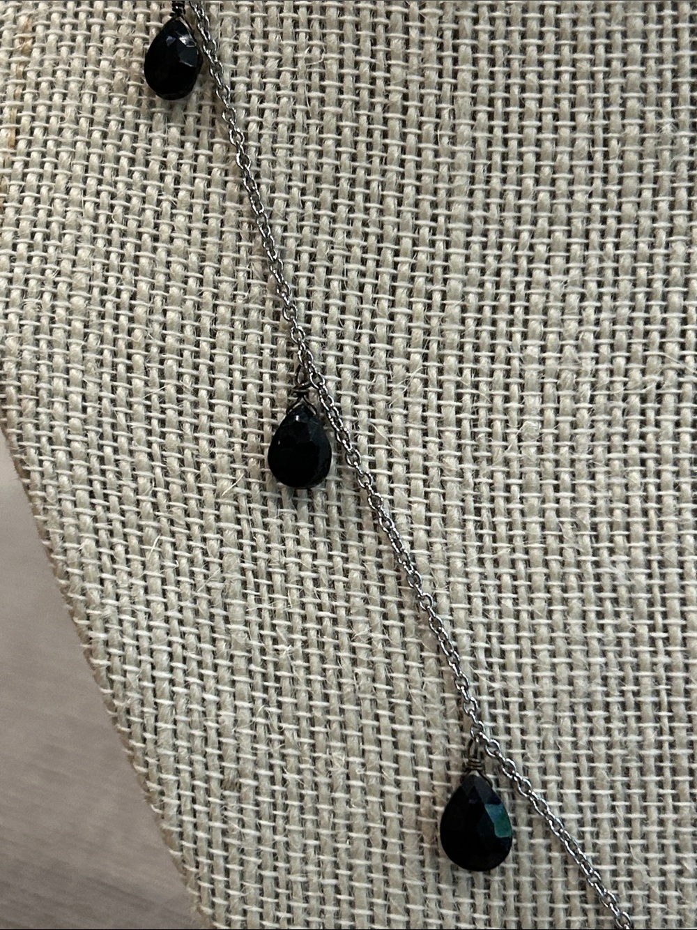 Elegant Black crystal Teardrop Station Necklace image 3